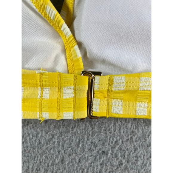 Kona Sol Two Piece Swimsuit Womens Large Yellow Checkered Plaid Bikini NWT - Picture 10 of 15